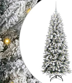 vidaXL Brad de Crăciun artificial cu 150 LED cu suport Alb 150 cm