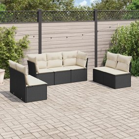 3249245 vidaXL Set canapele de grădină cu perne, 7 piese, negru, poliratan