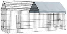 PawHut Cușcă pentru găini cu Acoperiș din Țesătură 220x85x103cm Argintiu | Aosom Romania