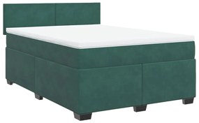 3286303 vidaXL Pat box spring cu saltea, verde închis, 140x190 cm, catifea