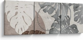 Tablou - Design cu frunze (cu ceas) (90x30 cm)