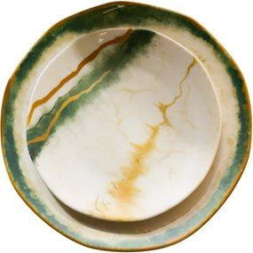 Set de 6 farfurii de desert și 1 farfurie deservit Emerald