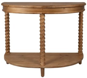 Consola din lemn de pin, semi-rotunda, aspect rustic, Tradition