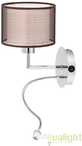 Aplica de perete cu reader LED design modern, finisaj crom/ maro, Anastasia 2629 RX