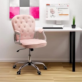 Scaun de birou din catifea elegant OFF 437 roz