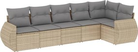 vidaXL Set canapele de grădină cu perne, 6 piese, bej, poliratan