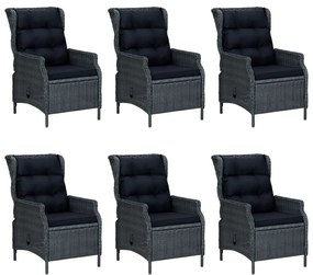 Set mobilier exterior cu perne, 7 piese, gri închis, poliratan