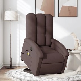 vidaXL Fotoliu rabatabil de masaj, cu ridicare, maro închis, textil