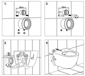 Set vas wc suspendat cu functie bideu alb si baterie inclusa negru mat Foglia Oslo, rezervor Grohe Solido 3 in 1 cu clapeta neagru mat Even