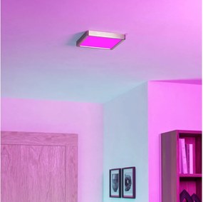 Eglo FUEVA-Z 901383-LED Plafonieră LED RGBW reglabilă cu sticlă fumurie, LED/10,5W/230V 22x22cm IP44 crom