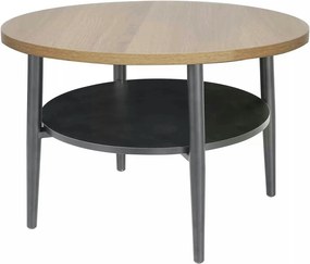 Masuta cafea ELLA B, stejar/negru mat, PAL/metal, 60x45 cm