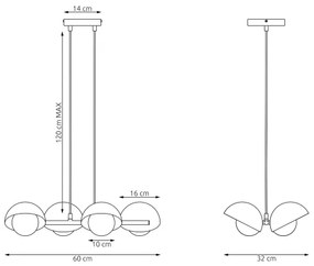 Candelabru suspendat pe cablu BOOM 4xG9/8W/230V, portocaliu