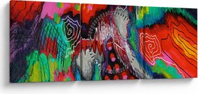 Tablou abstract - culori (cu ceas) (90x30 cm)
