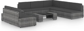 vidaXL Set mobilier de grădină cu perne, 8 piese, gri, poliratan