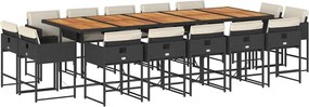 vidaXL Set mobilier de grădină cu perne, 15 piese, negru, poliratan