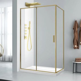 Cabina de dus dreptunghiulara Mediterraneo Petra Gold 120 x 90 cm auriu periat