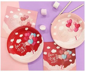Iubire Love Is In The Air Pink farfurie din hârtie set de 6 18 cm