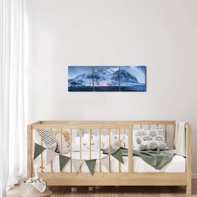 Tablou cu munți și ceul cu stele (cu ceas) (90x30 cm)