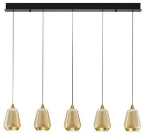 Lustra moderna cu 4 pendule LED, Metal, Sticla, Champaigne, ALISH