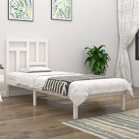 3104529 vidaXL Cadru de pat, alb, 90x200 cm, lemn masiv de pin