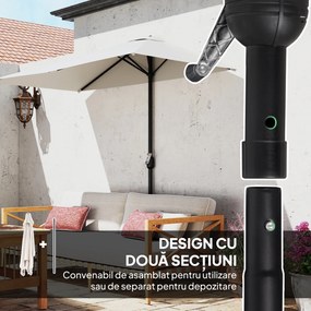 Outsunny Umbrar de Perete Semicircular cu Manivelă, Design Compact pentru Terase și Balcoane, Crem | Aosom Romania