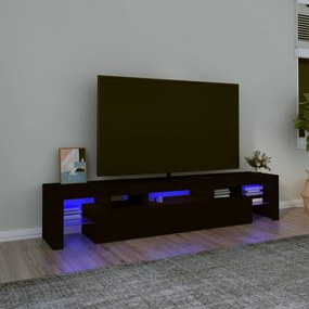3152811 vidaXL Comodă TV cu lumini LED, negru, 200x36,5x40 cm