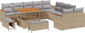 vidaXL Set de canapele pentru grădină 13 pcs Bej poliratan