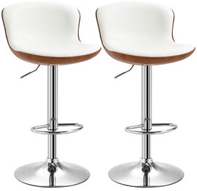 HOMCOM Set de 2 Taburet de Bar Design Contemporan Înălțime scaun reglabilă 64-85 cm rotativ 360° acoperire sintetică Crem Imitație Lemn | Aosom Romania