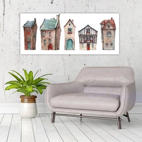 Tablou - Case în acuarelă (120x50 cm)