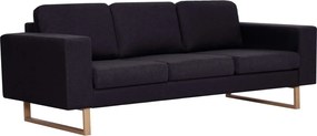 vidaXL Canapea cu 3 locuri, negru, material textil