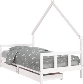 vidaXL Cadru de pat pentru copii, alb, 90x190 cm, lemn masiv de pin