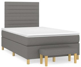 vidaXL Pat box spring cu saltea, gri închis, 120x190 cm, textil