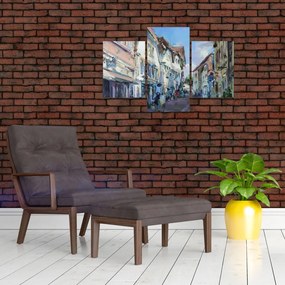 Tablou - Strada orașului vechi, pictură acrilică (90x60 cm)