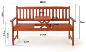 Deuba Banca de gradina cu masa - 153 cm