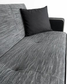 Canapea SAMY NEXT extensibila, 2 locuri, cu lada de depozitare, stofa gri cu negru, cadru metalic, 152x100x92 cm stofa, Gri Inchis + Gri Deschis