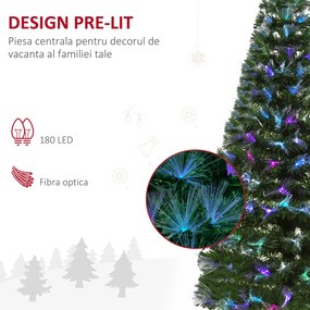 Brad de Craciun artificial 150cm, decoratiuni cu ace argintii si fructe de padure rosii, brad verde HOMCOM | Aosom RO