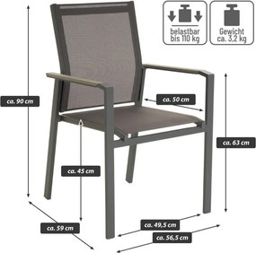 Set de scaune de grădină, gri  90 x 56,5 x 59,5 cm, 2 b