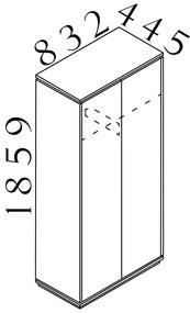 Dulap înalt Creator 83,2 x 44,5 x 185,9 cm, antracit / alb