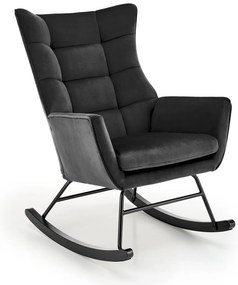 Fotoliu tip balansoar Bazalto velvet negru H92 cm