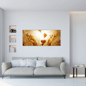 Tablou - pictura mâinilor pline de dragoste (120x50 cm)