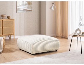 Taburet crem cu tapițerie din catifea reiată Justin – Ropez