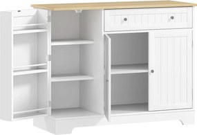 HOMCOM Bufet de bucătărie, mobilier de depozitare cu 3 uși, sertar, rafturi pe ușă și raft reglabil, 105x40x83cm, alb | Aosom Romania