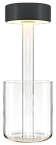 Lampa portabila cu baterii cu baza in forma de vaza AI design negru/ transparent