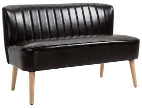 HOMCOM Canapea moderna din material imitatie de piele cu 2 locuri fara brate, structura si picioare din lemn, 117x56,5x77cm maro inchis 