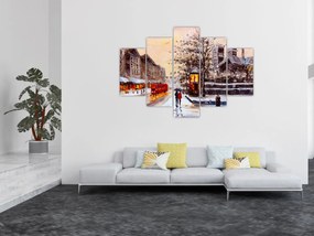 Tablou - Pictură oraș iarna (150x105 cm)