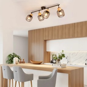 Brilagi - Plafonieră cu spoturi BASKLITE 4xE27/15W/230V lemn de cauciuc/negru