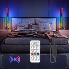 Set 2x lămpi de birou LED RGBIC reglabile, LED/5W/5V, negre + telecomandă