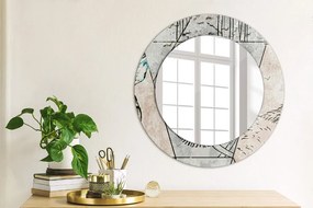 Oglinda rotunda imprimata Animale cu abstry
