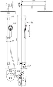 🚿 Set de duș încastrat ARNIKA, cu bară glisantă și pălărie de duș, finisaj cromat – Cod NAC_06QP