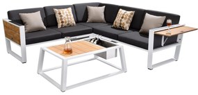 Set mobilier gradina si terasa Higold York, coltar 4 locuri, masuta de cafea, antracit, cadru alb